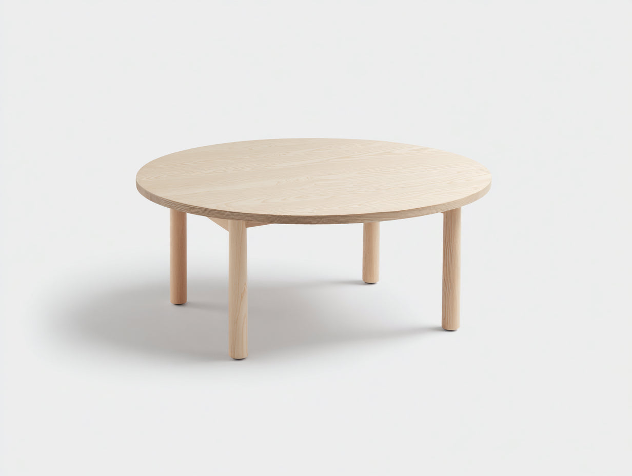 Table à manger ronde en bois 120×120×75 cm - bois clair - style naturel pour salon