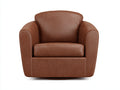 Fauteuil de salon pivotant 88×83×82 cm similicuir brun cognac - assise enveloppante pour chambre