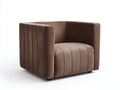Fauteuil de salon 86×80×76 cm - marron/noir - velours côtelé capitonné pour chambre
