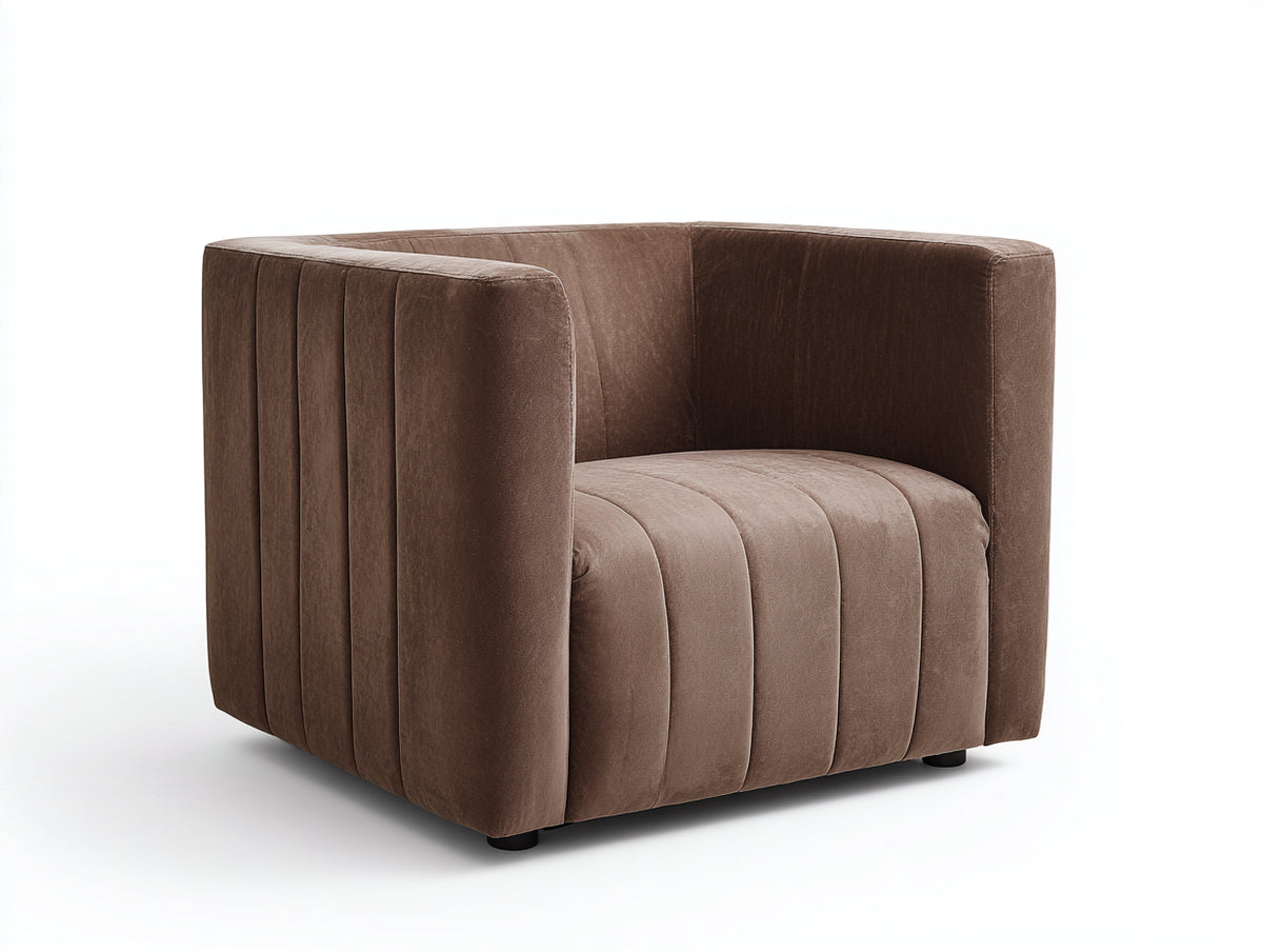 Fauteuil de salon 86×80×76 cm - marron/noir - velours côtelé capitonné pour chambre