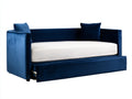 Canapé-lit gigogne en velours 214×103×88 cm - bleu marine/blanc cassé - couchage extractible pour chambre