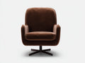 Fauteuil de salon pivotant 82×81×91 cm velours brun chocolat - dossier haut et assise rembourrée pour chambre