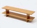 Table console en bois 160×36×70 cm - bois naturel - étagère inférieure ouverte style contemporain
