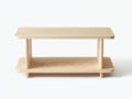Table console en bois 100×38×70 cm - bois naturel - double niveau aux angles arrondis