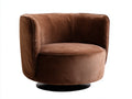 Fauteuil de salon pivotant en velours 86×82×77 cm - brun chocolat/noir - forme enveloppante