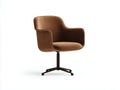 Fauteuil de salon pivotant 76×74×84 cm velours brun caramel - coque enveloppante pour chambre