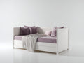 Canapé-lit en bois 205×98×82 cm - blanc/lavande - banquette avec côtés pleins