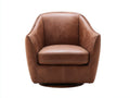 Fauteuil de salon pivotant 82×78×79 cm similicuir brun noisette - dossier courbe compact pour chambre