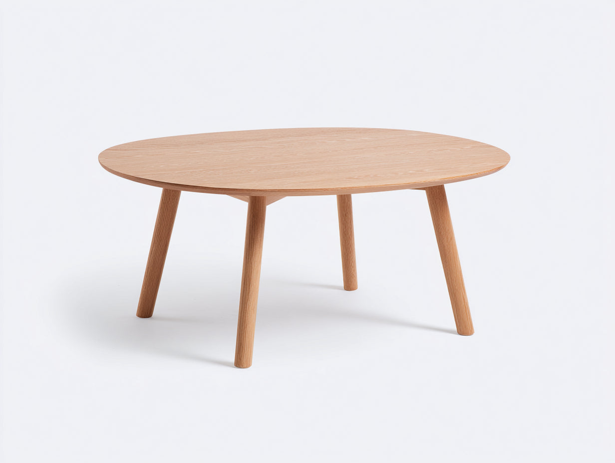 Table à manger ovale en bois 140×100×75 cm - chêne clair - design scandinave pour salon