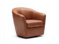 Fauteuil de salon pivotant en similicuir 82×79×78 cm - brun cognac/noir - dossier enveloppant