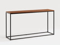 Table console bois finition noyer-métal 140×35×80 cm - brun noyer/noir - style industriel