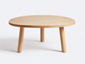 Table à manger ronde en bois 120×120×75 cm - bois naturel clair - trois pieds cylindriques style minimaliste