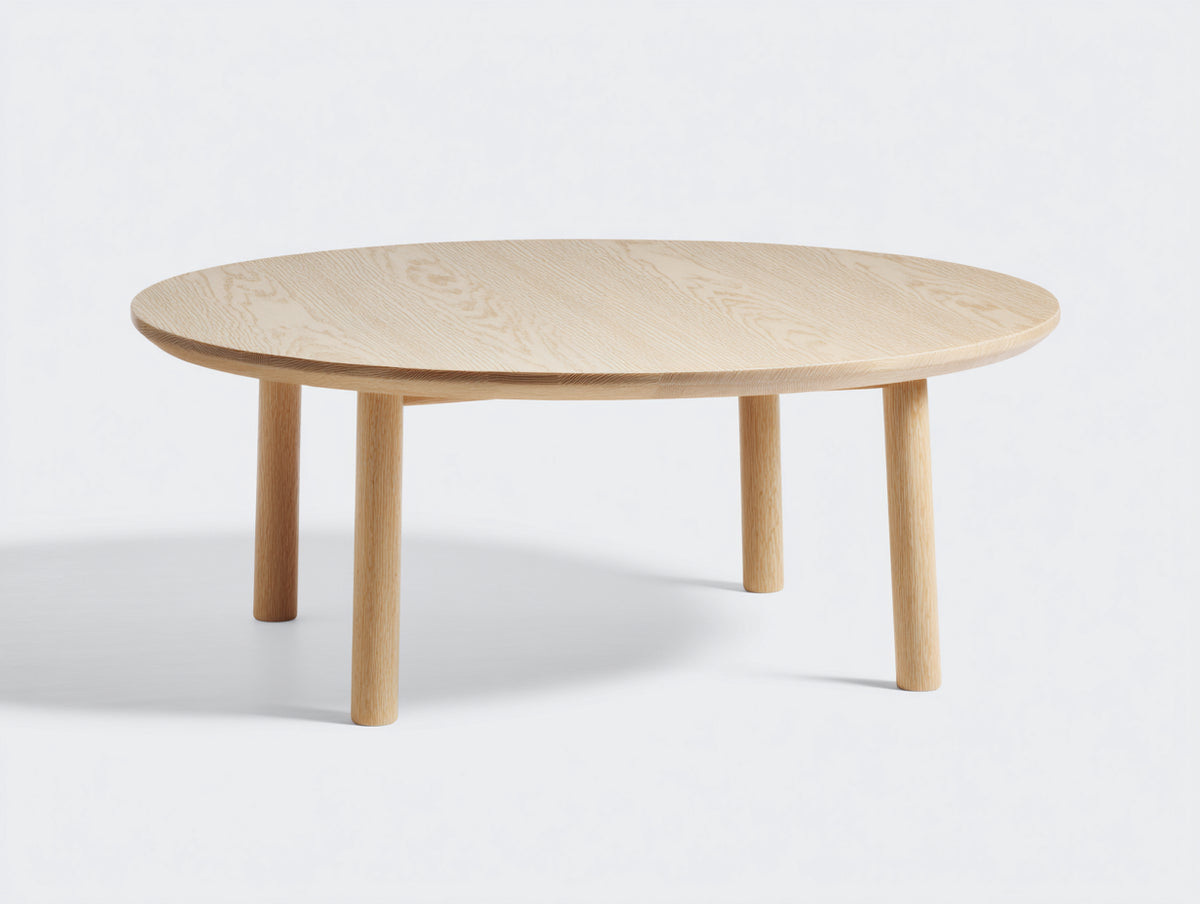 Table à manger ovale en bois 140×85×75 cm - bois clair veiné - piètement cylindrique contemporain