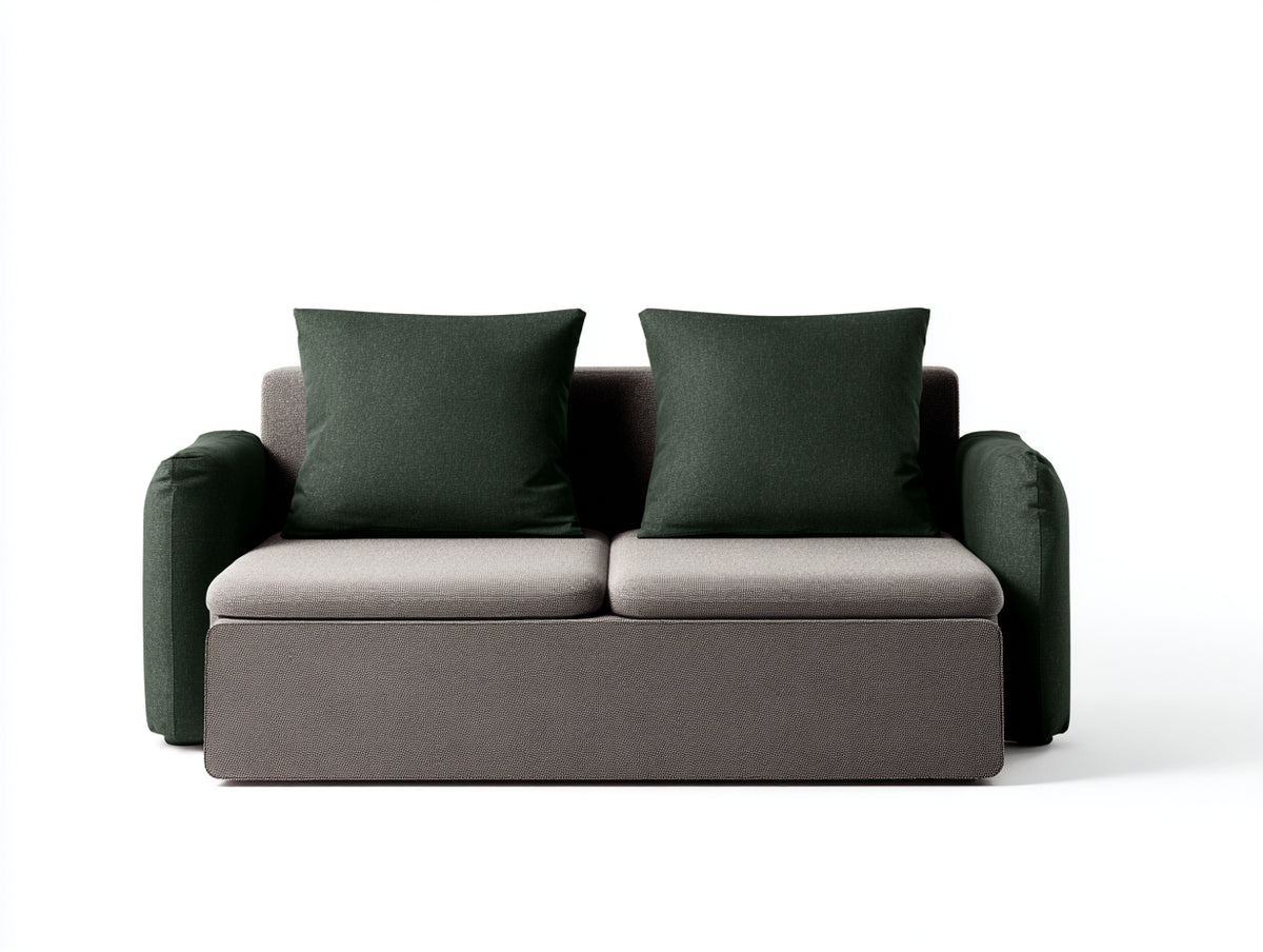Canapé-lit en tissu 178×92×84 cm - vert foncé/gris taupe - convertible compact