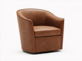 Fauteuil de salon compact en similicuir 76×72×75 cm - brun caramel/noir - assise pivotante