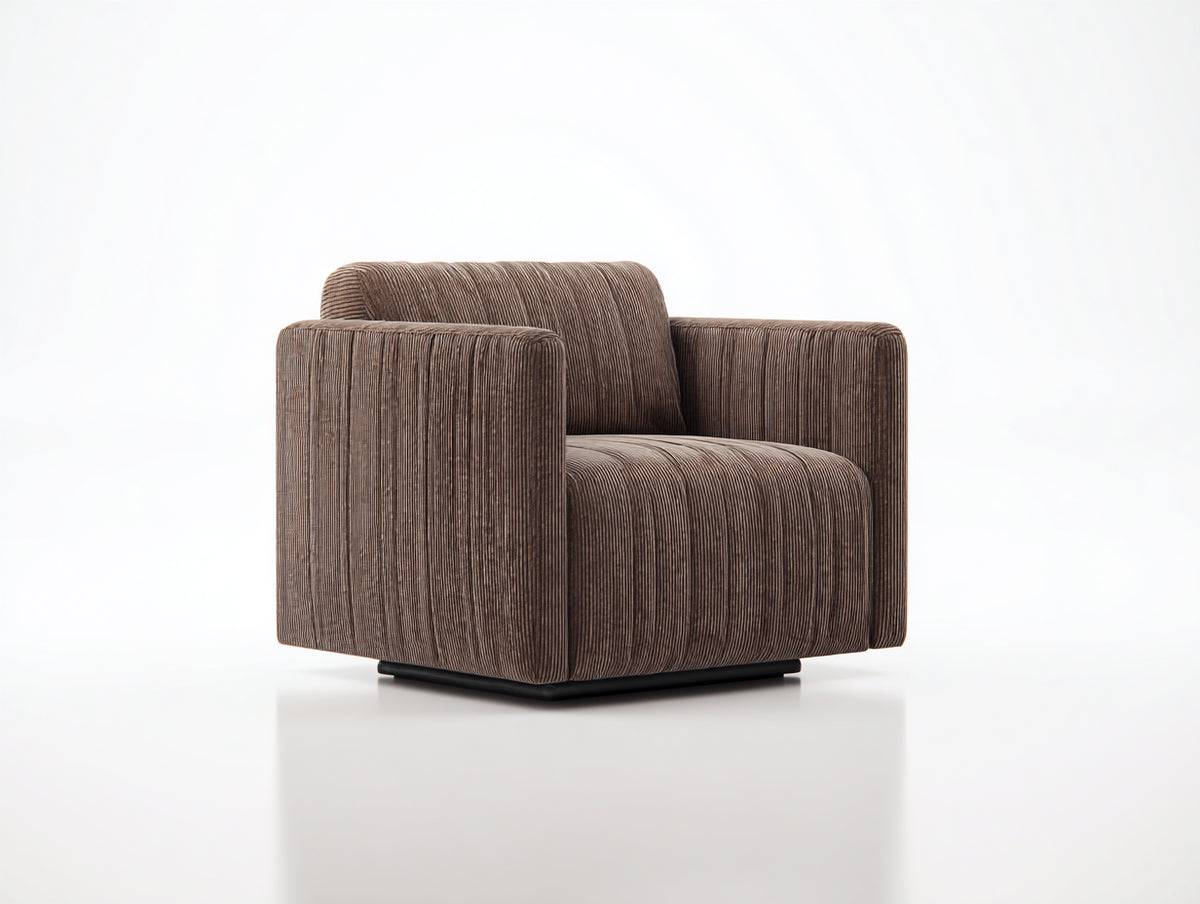 Fauteuil de salon 84×82×74 cm - taupe/noir - tissu texturé pivotant pour chambre