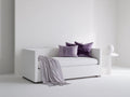 Canapé-lit banquette 200×92×76 cm blanc et lilas - lignes épurées pour chambre
