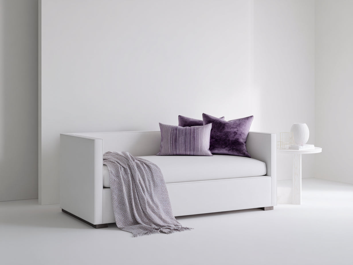Canapé-lit banquette 200×92×76 cm blanc et lilas - lignes épurées pour chambre