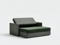 Canapé-lit compact en tissu 205×150×78 cm - gris anthracite/vert olive - système extensible pour chambre